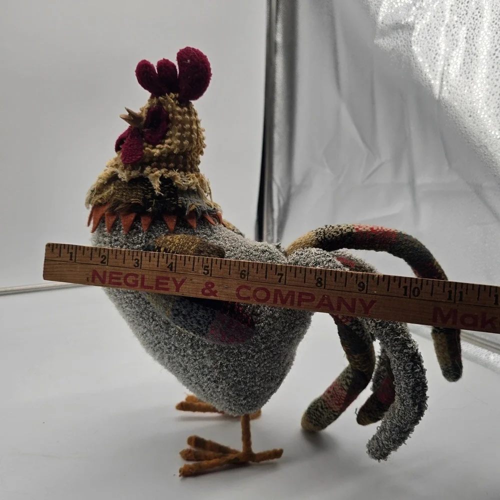Patchwork Fabric Rooster Chicken Cottage Core Country 13 X 13 Decorative